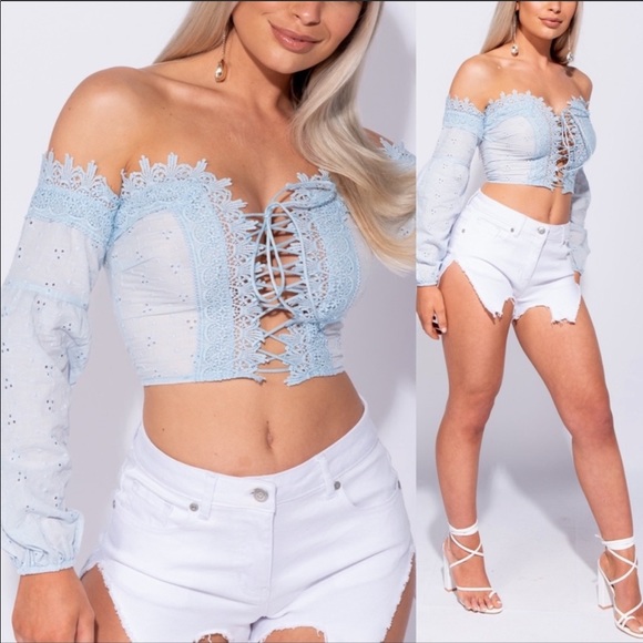 😍 Lolita - Broderie Corset Crop Top - Picture 4 of 7